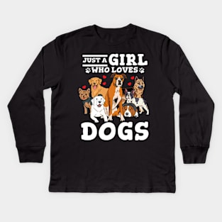 Boxer Dog Just a Girl Who Loves Dogs Kids Long Sleeve T-Shirt